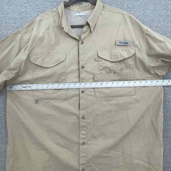 Columbia Shirt Mens 2XL Button Up Tan Short Sleeve Vented Fishing Hiking Outdoor - Picture 8 of 12